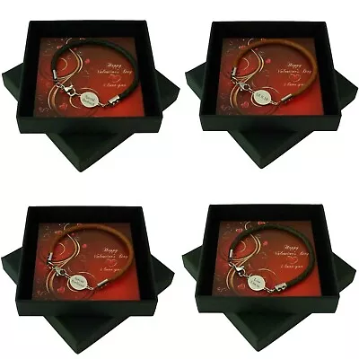 Buy Valentines Jewellery For Men. Personalised Bracelet With Any Engraving, Leather • 18.99£