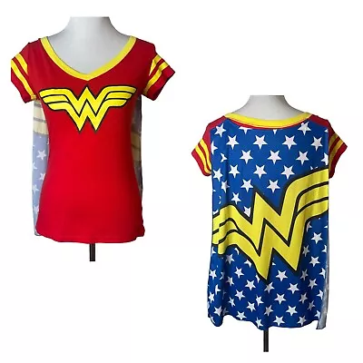 Buy DC Comics Wonder Women Top Removeable Cape Red Short Sleeve Jr Women Size M • 11.90£