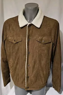 Buy Lee Sherpa Brown Suede Trucker Jacket Coat Men's Size Medium VGC  • 24.99£