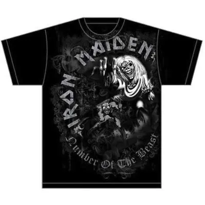 Buy Iron Maiden Number Of The Beast Grey Tone Tshirt-black-medium Rock Metal Punk • 11.40£