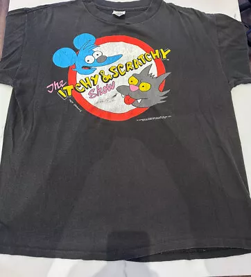 Buy Vintage 1992 The Simpsons T Shirt Tee Itchy And Scratchy Single Stitch • 120.53£