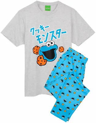 Buy Cookie Monster Pyjamas Mens Sesame Street Muppet T-Shirt & Trousers Pjs • 20.99£