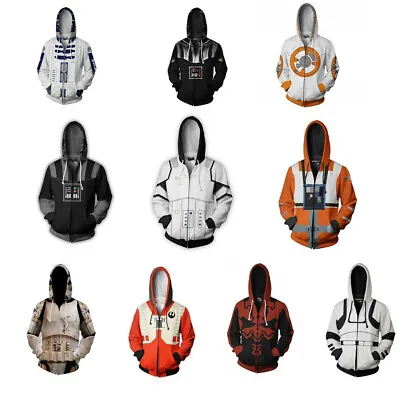Buy Star Wars Hoodies 3D Printed Unisex Hooded Sweatshirts Zipper Jacket Casual Coat • 20.39£
