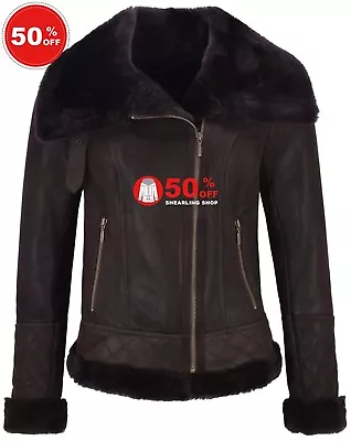 Buy Ladies Real B3 Sheepskin Jacket Short Fitted Fashion Bomber Style Jacket NV-43 • 116.25£