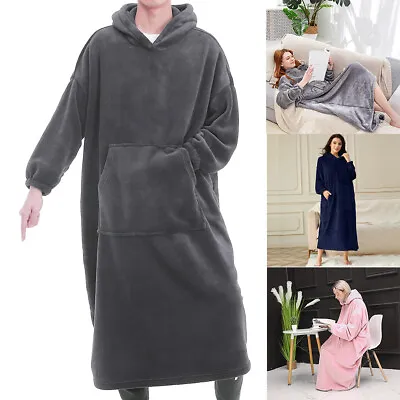 Buy Oversized Blanket Hoodie Thick Sherpa Lined Fleece Long Hooded Snuggle Jumper • 11.95£