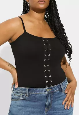 Buy NWT Torrid 5 Black Sexy Foxy Lace Up Pullover Cami Tank Top, Size 5X, 28 • 20.74£