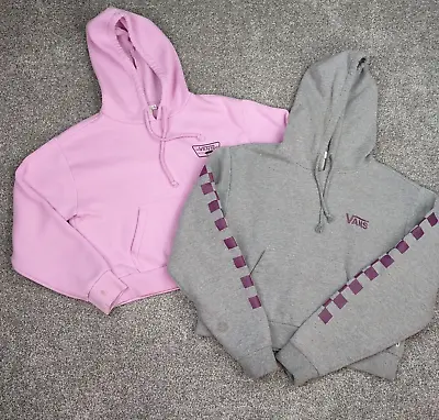 Buy Vans Hoodie Women XS Pink Gray Cropped Checkered Logo Boxy Teen Youth LOT • 11.36£