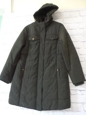 Buy Lucky Brand Quilted Pea Coat Jacket Womens Large Dark Green Ski Winter Hooded • 28.41£
