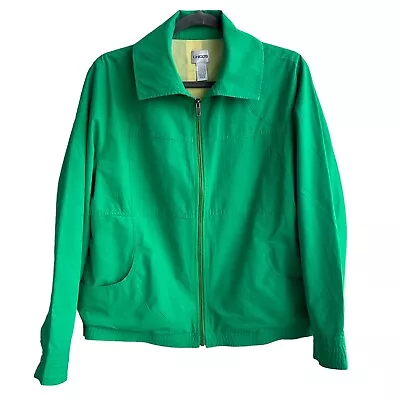 Buy Chico's Green Full Zip Collared Windbreaker Cotton Lined Women’s Size 2 Small • 14.20£