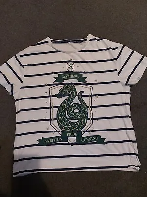 Buy Harry Potter Slytherin White Blue Striped Top T Shirt Pyjama Size 12 - 14 George • 4.99£