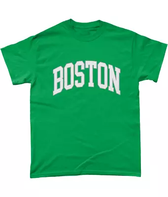 Buy BOSTON USA COLLEGE T-SHIRT IRISH GREEN Retro University College Spell Out • 24.99£