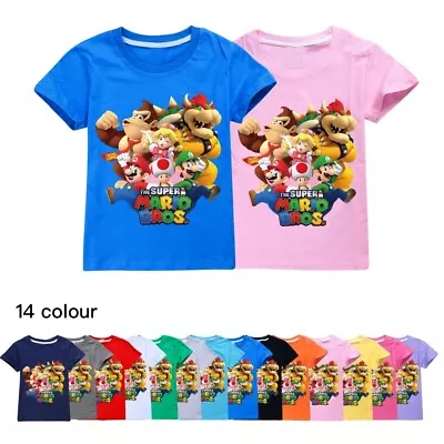 Buy Super Mario Cotton Short Sleeve T-shirt Kids Boys Girls Unisex Top Tee Tshirt • 8.99£