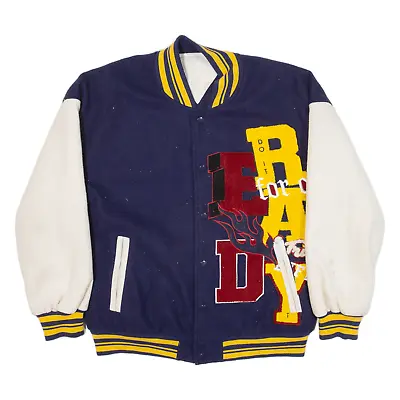 Buy Quilted Lined Mens Varsity Jacket Blue USA M • 14.99£