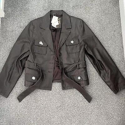 Buy Ladies Dark Brown Genuine Leather Jacket - Size 18 - New Look - New With Tag • 34.99£