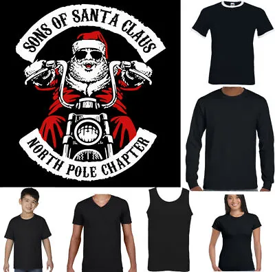 Buy Christmas Biker T-Shirt Mens Sons Of Santa Claus Funny Anarchy Motorcycle Bike • 11.99£