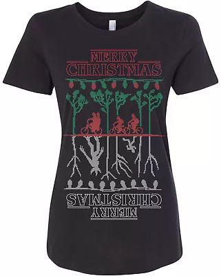 Buy The Upside Down Stranger Things Ugly Christmas Women's Fitted T-Shirt • 14.87£