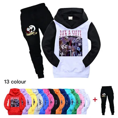 Buy The Nightmare Before Christmas Jack And Sally Kids Hoodies+Trousers Casual Sets • 20.18£