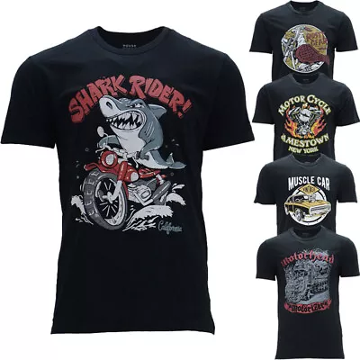 Buy Mens Printed T Shirts Crew Neck Short Sleeve Summer Beachwear Cotton Black Tee • 5.99£