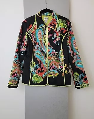 Buy Women’s Chico’s Floral Paisley Hook & Eye Closure Jacket Size 1 🦋 • 12.05£