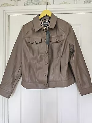 Buy Ruth Langsford QVC Button Through Faux Leather Jacket Size 16 BNWT Cappuccino • 29.99£