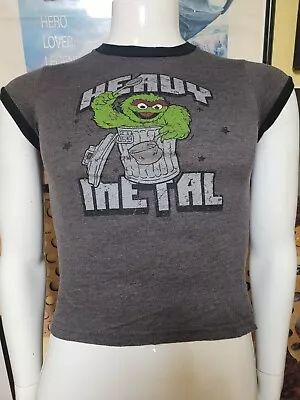 Buy Womens Girls Jrs Oscar Sesame Street Heavy Metal T Shirt XSmall Y2K Junk Food XS • 19.29£