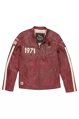 Buy Mens Genuine Lambskin Leather Jacket Black Cafe Racer Slim Fit Biker Jacket • 136.10£