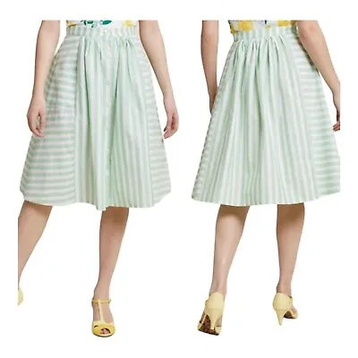 Buy BANNED APPAREL Dancing Day MINT STRIPE SKIRT L Modcloth POCKET Fairy Cottagecore • 24.32£