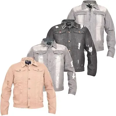 Buy Mens Ripped Denim Jackets Distressed Button Jeans Collar Cotton Shirts Jacket UK • 14.99£