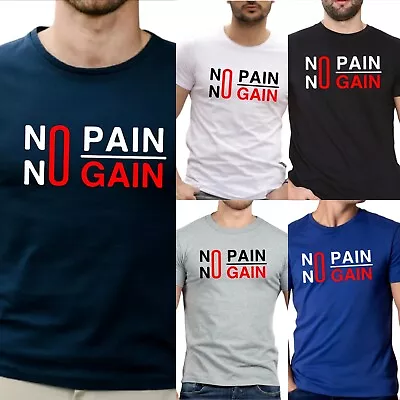 Buy NO PAIN NO GAIN Men's T Shirt Casual Regular Fit Tshirt For Men Comfy T-shirts • 10.99£