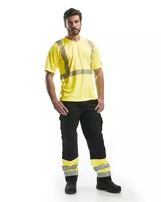 Buy Blaklader Yellow Men's Hi-vis UV Blocking UPF40+ Wicking T-shirt #3386 • 52.32£