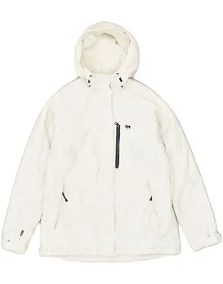 Buy HELLY HANSEN Womens Hooded Windbreaker Jacket UK 16 Large White Geometric AU40 • 35.31£