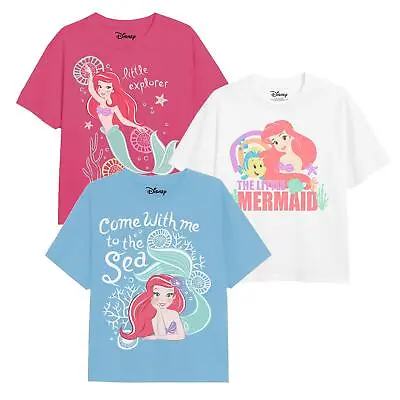 Buy Disney Girls T-shirt 3 Pack Little Mermaid Explore The Sea 3-8 Years Official • 19.99£
