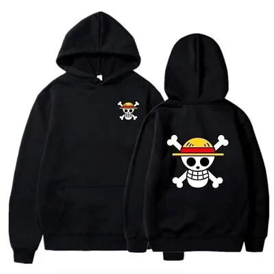 Buy One Piece Luffy Hoodie Jacket Casual Sport Black Anime Coat Sweatshirt Costume • 23.99£