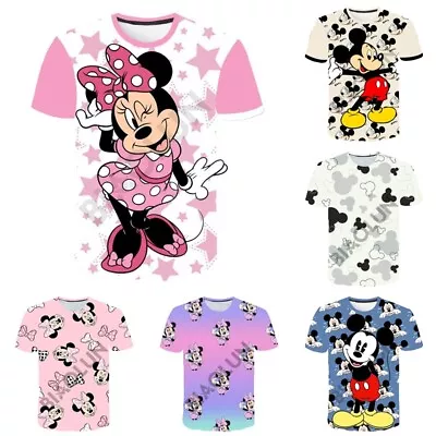 Buy Kids Mickey Minnie Mouse Cartoon Casual Short Sleeve T-Shirt Tee Top Gifts UK • 4.99£