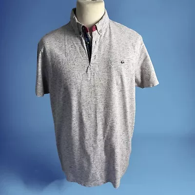 Buy Burtons Menswear Grey Burgundy Mix Polo T Shirt Mens Size Large (BX03) • 6.99£