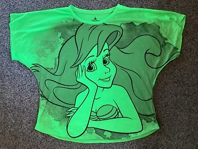 Buy Disney  Parks  Little Mermaid T Shirt  Neon Green Size XXL • 7.87£