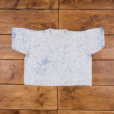 Buy Vintage Single Stitch T Shirt Blank 2XL 80s USA Made Cropped Paint Splatter • 17.99£