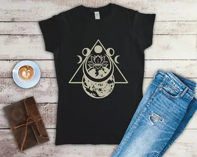 Buy Moon And Lotus Gothic/Celestial Ladies Fitted T Shirt Sizes Small-2XL • 11.24£