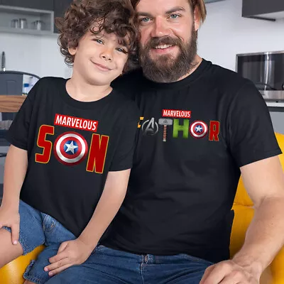 Buy Marvelous Father Fathers Day T-Shirt Son Kids Baby Matching T-Shirts Top #FD • 13.49£