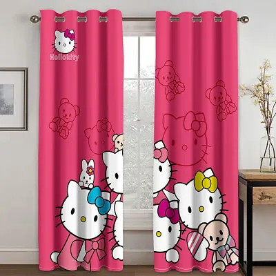 Buy Hello Kitty 3D Cartoon Girls Bedroom Curtain Ring Blackout Door Decor UV Protect • 63.24£