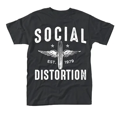 Buy SOCIAL DISTORTION - WINGED WHEEL BLACK T-Shirt Large • 30.56£