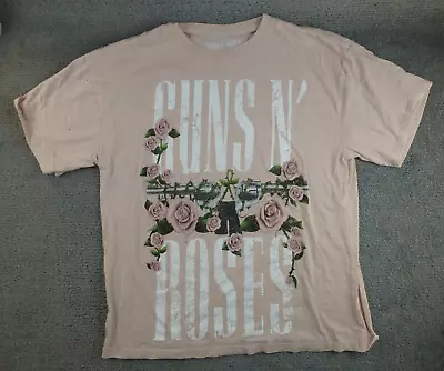 Buy Guns And Roses T Shirt S/M Women Pink Graphic Print Short Sleeve Pullover • 7.56£
