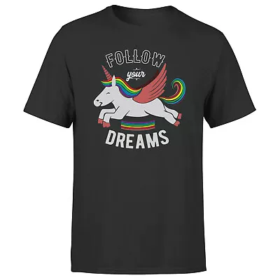 Buy Follow Your Dreams Unicorn Unisex T Shirt Funny Graphic Quote Mens Womens Tee • 9.99£