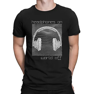 Buy Mens ORGANIC Cotton T-Shirt HEADPHONES ON WORLD OFF Music DJ Festival Rave Dance • 8.95£