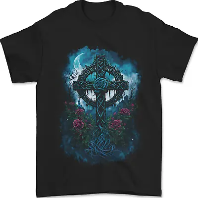 Buy Celtic Cross In A Gothic Graveyard Mens T-Shirt 100% Cotton • 7.99£