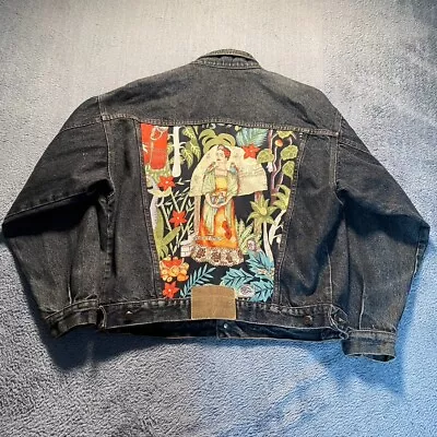 Buy Frida Karlo Denim Jacket Mens Medium Black Back Patch • 20.51£