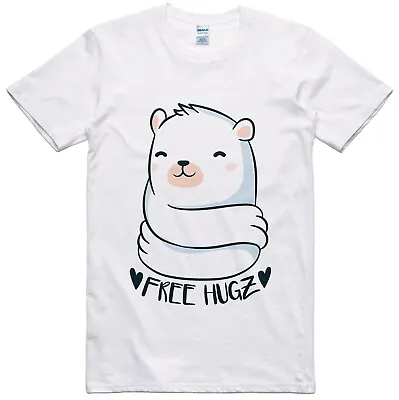 Buy Unisex T Shirt Polar Bear Free Hugs Hugz Cute Polar Bear Regular Fit Tee • 8.99£