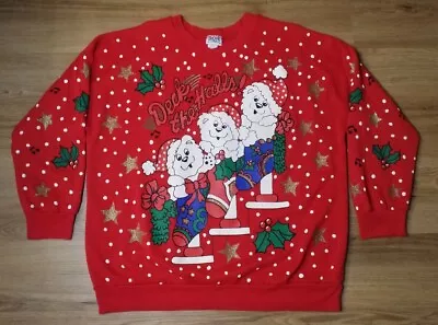 Buy Vintage Holiday Time Tacky Christmas Ugly Sweater USA Made Size 18 Puppies • 23.59£