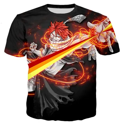 Buy New Women Men Anime Fairy Tail Natsu 3D Print Casual T-Shirt Short Sleeve Tee • 5.98£