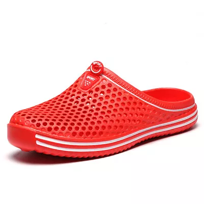 Buy Mens Slip On Slippers Hollow Beach Sandals Womens Clogs Casual Garden Flat Shoes • 7.29£